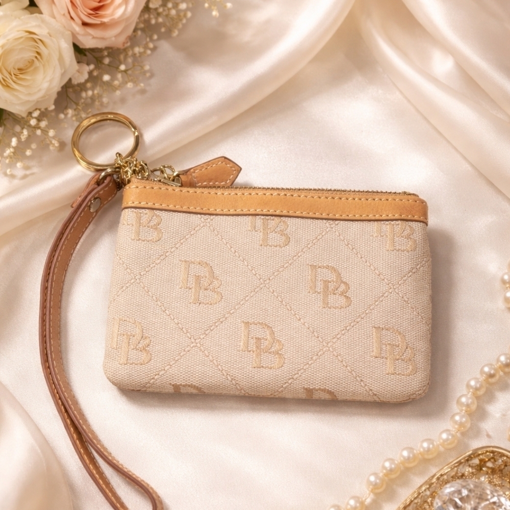 Dooney & Bourke Beige and Tan Wristlet